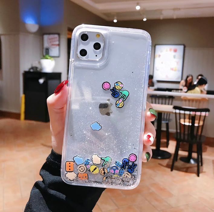 iPhone 7Plus/8Plus Liquid Sand Phone Case - Emoji