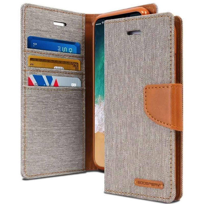 iPhone Xs Max Canvas Diary Phone Case Cover - Grey