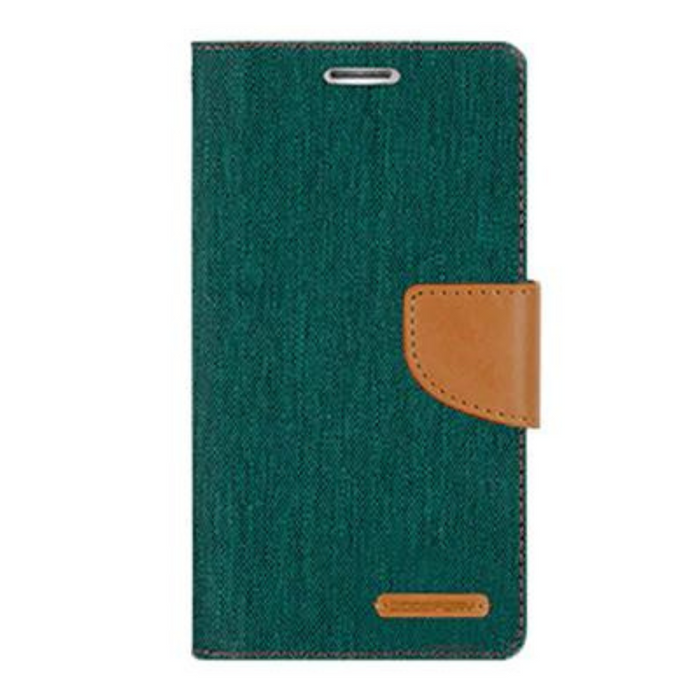 iPhone 13 Pro Max Canvas Diary Phone Case Cover - Green
