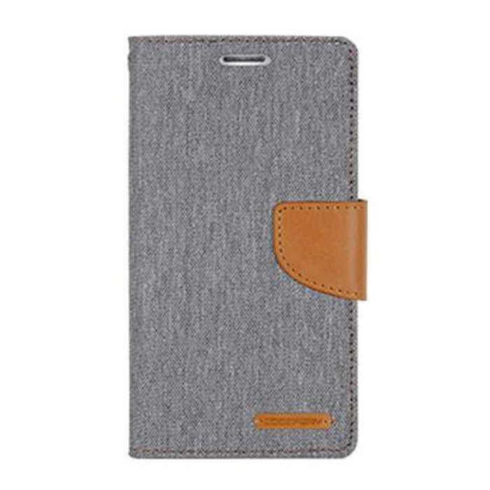 iPhone X/Xs Canvas Diary Phone Case Cover - Grey
