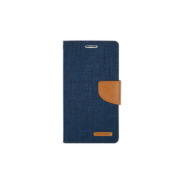 iPhone X/Xs Canvas Diary Phone Case Cover - Navy