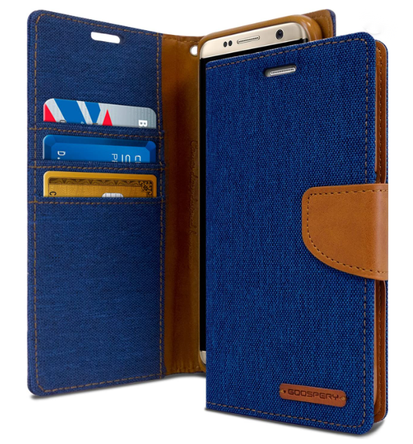 iPhone XR Canvas Diary Phone Case Cover - Navy