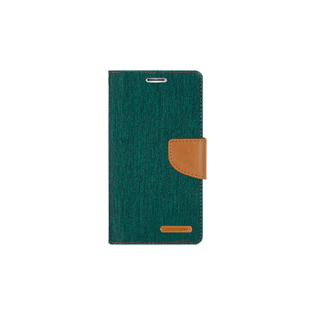 iPhone 12/12 Pro Canvas Diary Phone Case Cover - Green