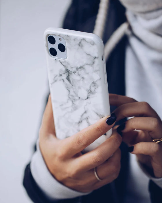 iPhone 12 Pro Max Glass Marble Phone Case - White